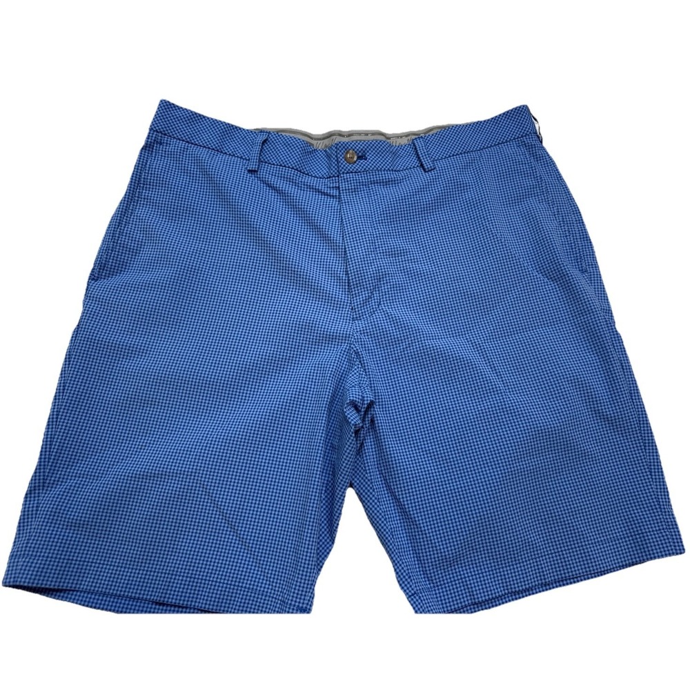 Walter Hagen Blue Gingham Plaid Stretch Golf Shorts Mens Size 40 NonSlip Waist